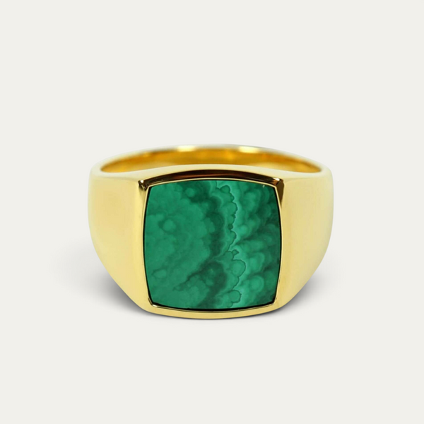 Chevalière Or Avec Pierre Verte [Malachite]