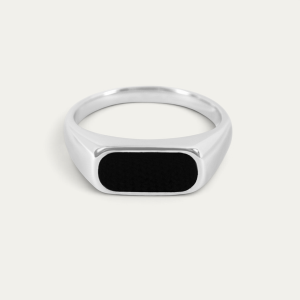 Bague 925 Argent & Or Émail en Onyx]