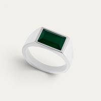Chevalière 925 Argent Avec Pierre Verte [Agate]