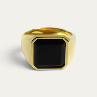 Chevalière Or Avec Pierre Onyx [Octagonal]