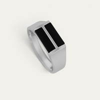 Chevalière 925 Argent & Or [Double Onyx]