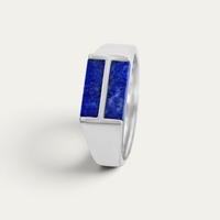 Chevalière 925 Argent & Or [Double Lapis-Lazuli]