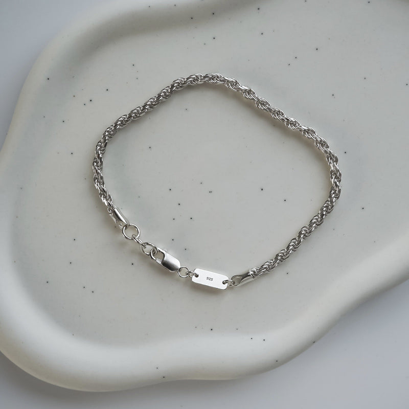 Handgefertigtes Rope Kettenarmband für Herren aus hochwertigem 925 Sterling Silber mit stabilem Verschluss Sprezzi Fashion