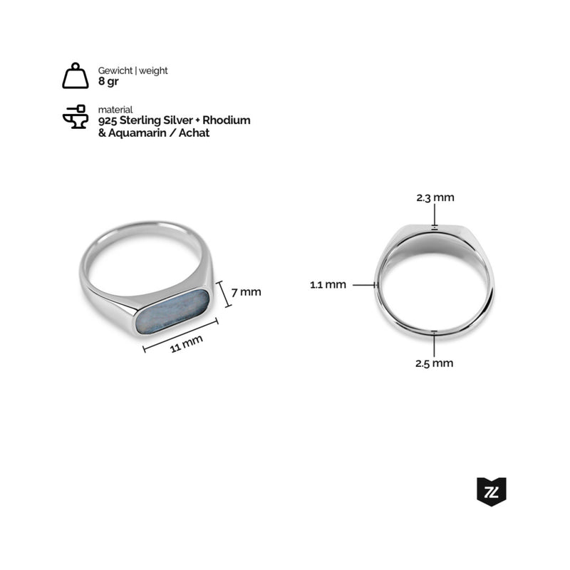Men's silver ring with light blue stone | Sprezzi Fashion