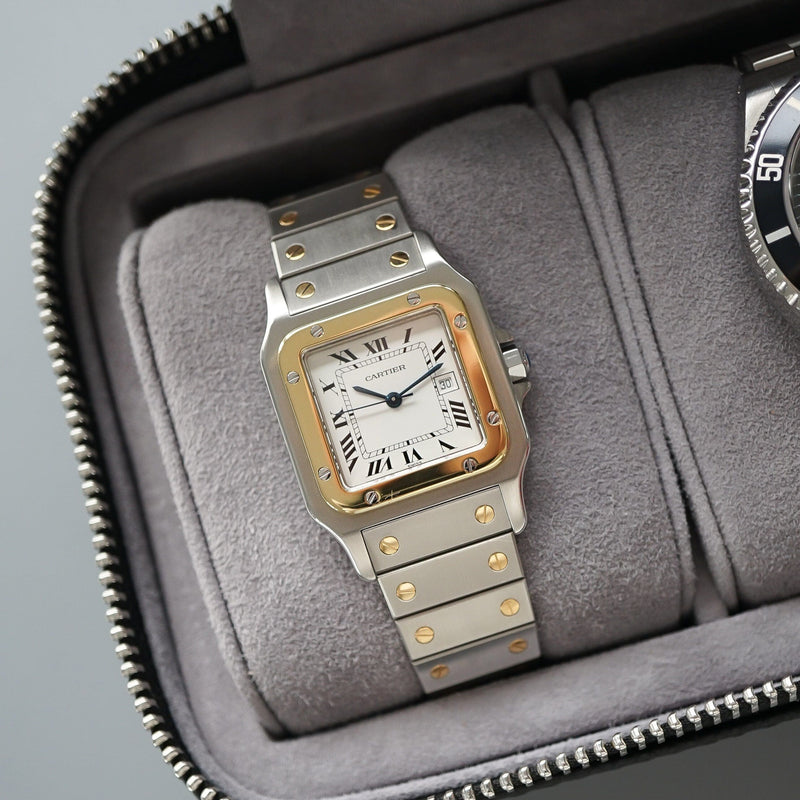 Feine Leder Uhrenbox schwarz für 2 Uhren handgefertigt mit weichem Wildleder Innenfutter Sprezzi Fashion