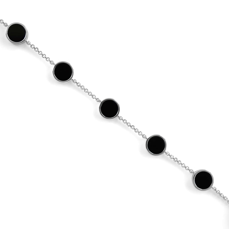 Rhodium beschichtetes Silberarmband mit schwarzem Onyx Stein schützt vor Anlaufen und behält seinen Glanz dauerhaft Sprezzi Fashion