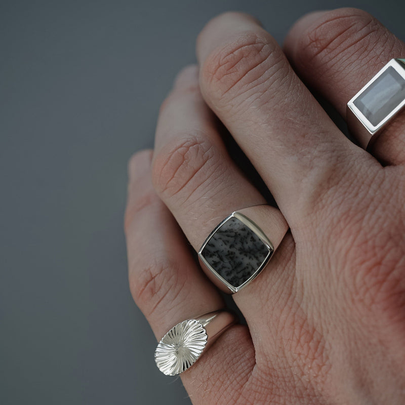 Herren Silber Siegelring Set mit zwei edlen Ringen aus hochwertigem 925 Sterling Silber fuer stilbewusste Maenner Sprezzi Fashion