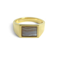 Herren Siegelring aus 925 Silber mit 18k Gold Vermeil und blauem Achat Stein Sprezzi Fashion