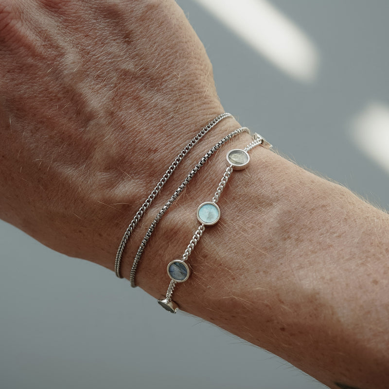 Set aus drei Silber Armbändern für Herren aus 925 Sterling Silber handgefertigt Sprezzi Fashion