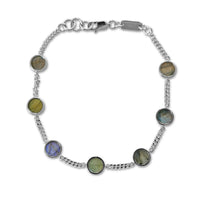 Elegantes Herrenarmband aus 925 Sterling Silber mit eingefasstem Larvikit Stein im minimalistischen Design für stilvolle Outfits Sprezzi Fashion