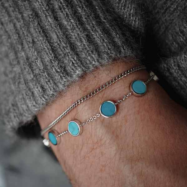 Modernes Silber Armband Set für Herren minimalistisches Design aus 925 Silber handgefertigt verstellbar Sprezzi Fashion