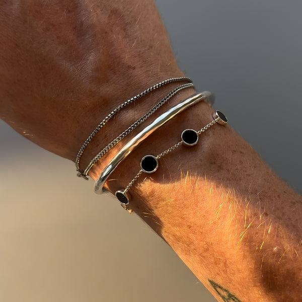 Minimalistisches Silber Armband und Armreif Set für Herren aus 925 Sterling Silber handgefertigt Sprezzi Fashion