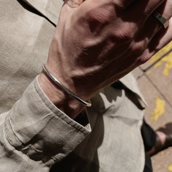Handgemachter Silber Armreif für Herren mit verstellbarer Größe Sprezzi Fashion