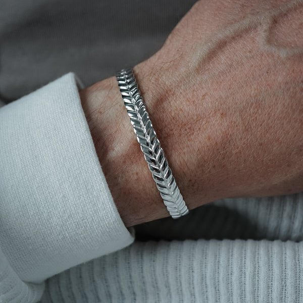 Eleganter Silber Armreif Roman handgefertigt aus 925 Sterling Silber verstellbar stilvoll Herren Schmuck Sprezzi Fashion