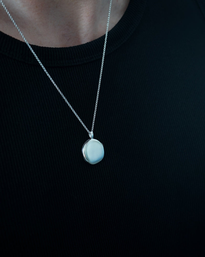 925 Silber Halskette mit Rhodium Schutzbeschichtung und Medaillon Anhänger Sprezzi Fashion