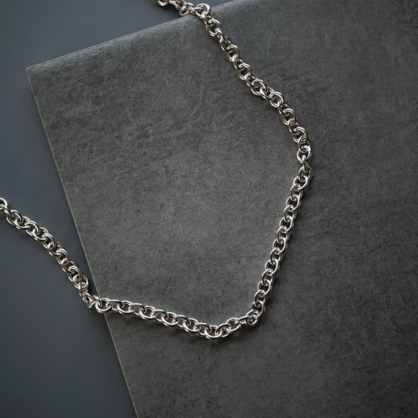 Stylische Silber Rolo Halskette für Herren Streetwear Look handgefertigt Sprezzi Fashion