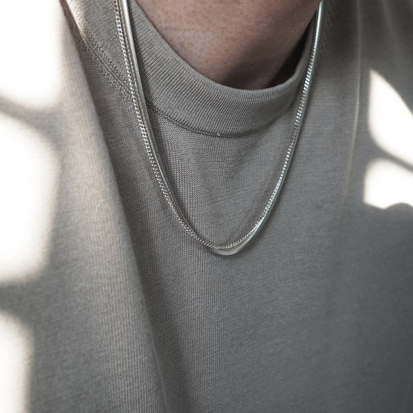Elegantes Duo aus Snake und Curb Halsketten handgefertigt aus echtem 925 Silber perfekte Kombination Sprezzi Fashion