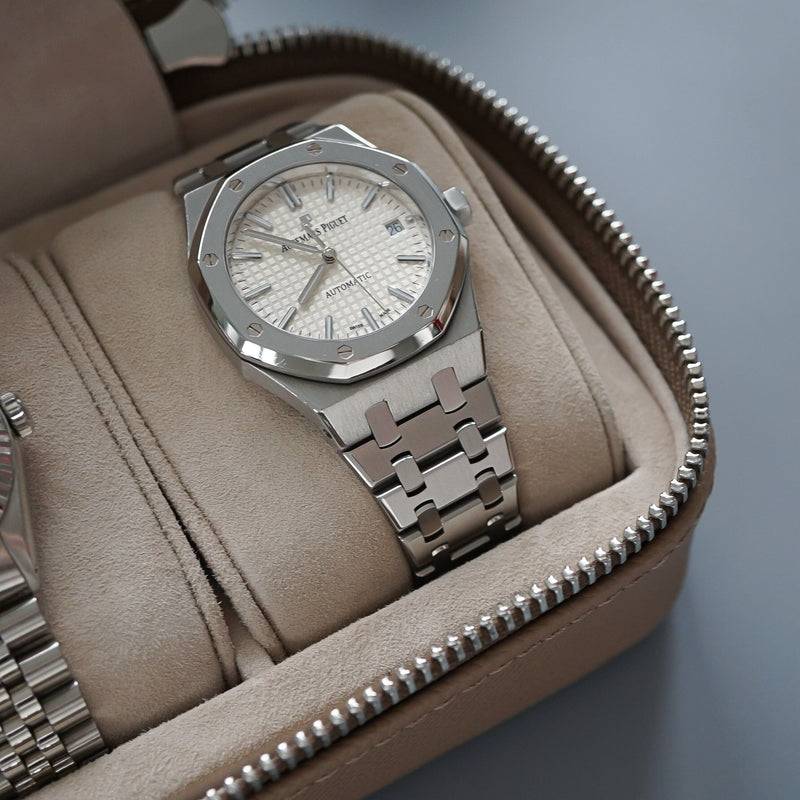 Handgemachte Taupe Leder Uhrenbox für 3 Uhren praktisch, robust und stilvoll Sprezzi Fashion