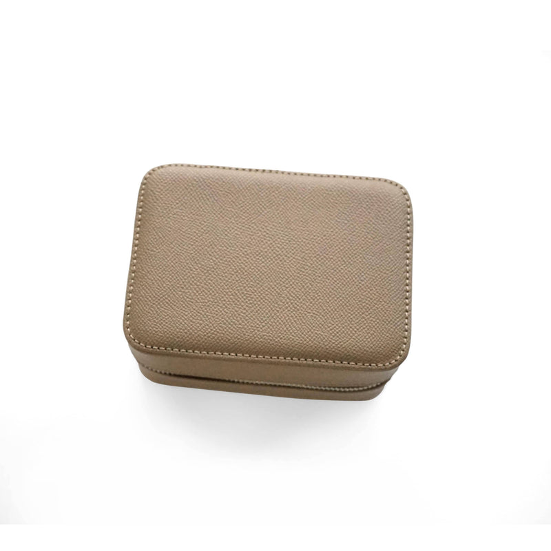 Hochwertige Uhrenbox aus taupefarbenem Leder Saffiano-Optik für 2 Uhren handgefertigt Sprezzi Fashion