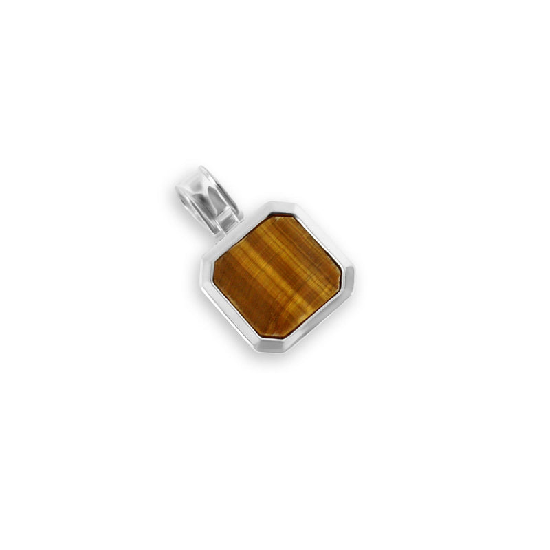 Stilvoller Tiger Eye Anhaenger aus poliertem 925 Sterling Silber mit goldbraunem Naturstein dessen sanfte Lichtbewegungen harmonische Tiefe erzeugen und ein edles modernes Accessoire entsteht das Maennern maskuline elegante Praesenz und hochwertige Qualitaet bietet Sprezzi Fashion
