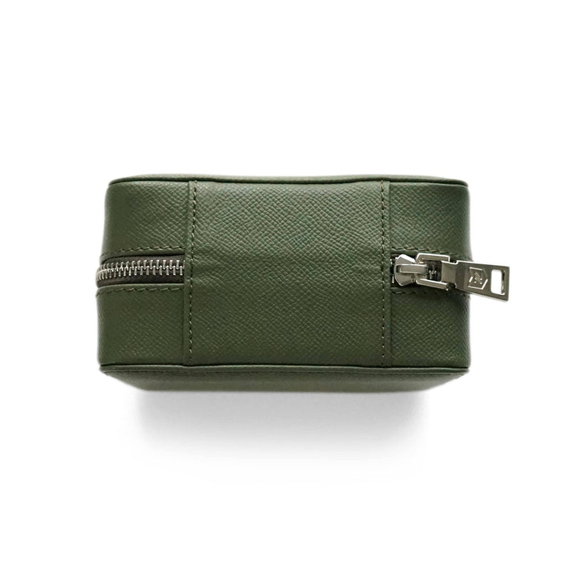 Praktische khaki Leder Uhrenbox für 2 Uhren mit herausnehmbaren Kissen ideal für Reisen Sprezzi Fashion