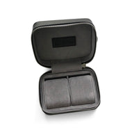 Handgefertigte Uhrenbox für 2 Uhren aus schwarzem Leder Saffiano-Optik innen weiches Wildleder Sprezzi Fashion