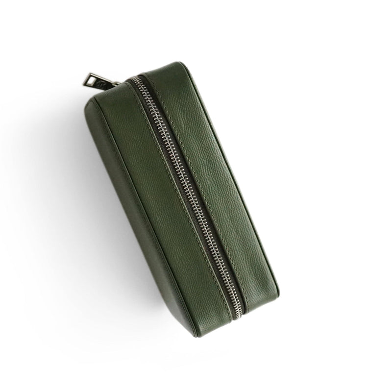 Praktische khaki Leder Uhrenbox für 3 Uhren handgefertigt ideal für Reisen und Zuhause Sprezzi Fashion