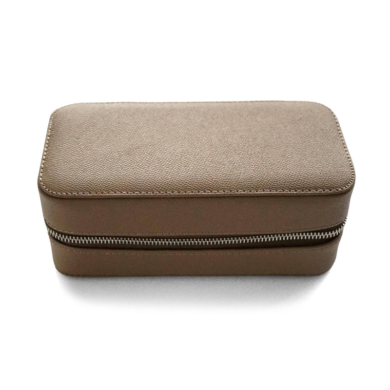 Handgefertigte Uhrenbox aus Leder in Taupe für 3 Uhren elegant und praktisch Sprezzi Fashion