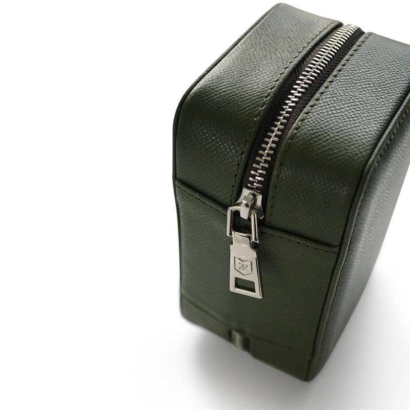 Handgefertigte Uhrenbox aus khaki Leder für 2 Uhren elegantes Design weiches Innenfutter Sprezzi Fashion