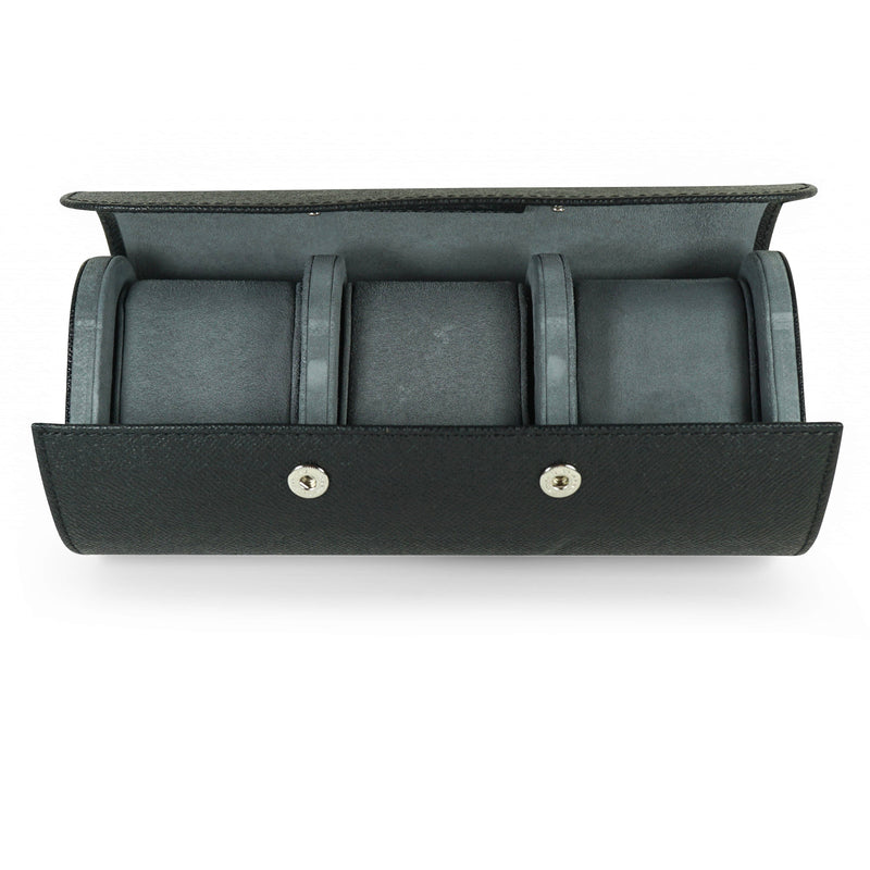 Uhrenrolle aus schwarzem Leder für drei Uhren mit klassischem und zeitlosem Design Sprezzi Fashion