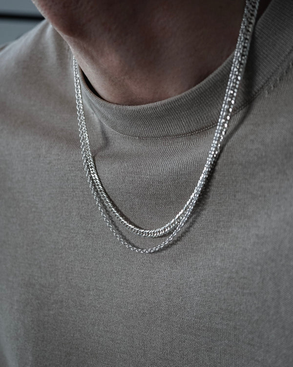 Collier chaîne Cuban en argent réglable avec rallonge de 5 cm et fermoir mousqueton robuste Sprezzi Fashion