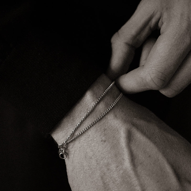 Zweiteiliges Armband Set mit Curb und Box Gliederdesign aus 925 Silber stilvoll handgefertigt und ideal als Geschenk Sprezzi Fashion