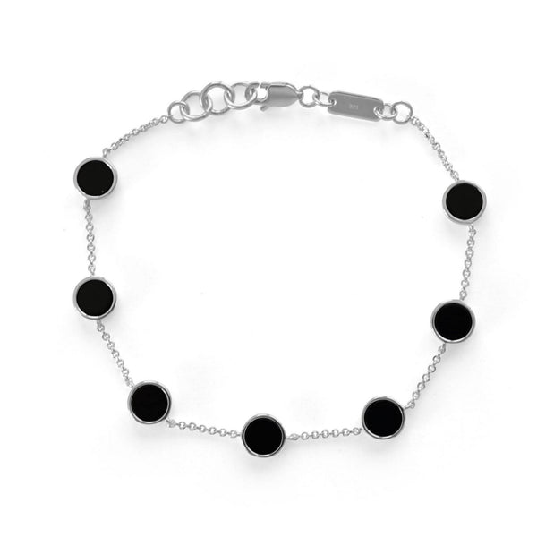 Herren Armband Silber elegant hochwertig Glieder mit schwarzem Onyx Edelstein