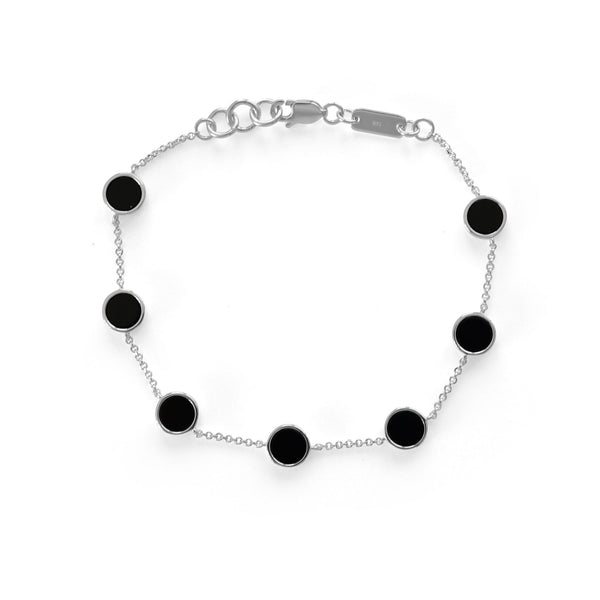 Silber Armband mit kleinen Onyx Steinen schwarz