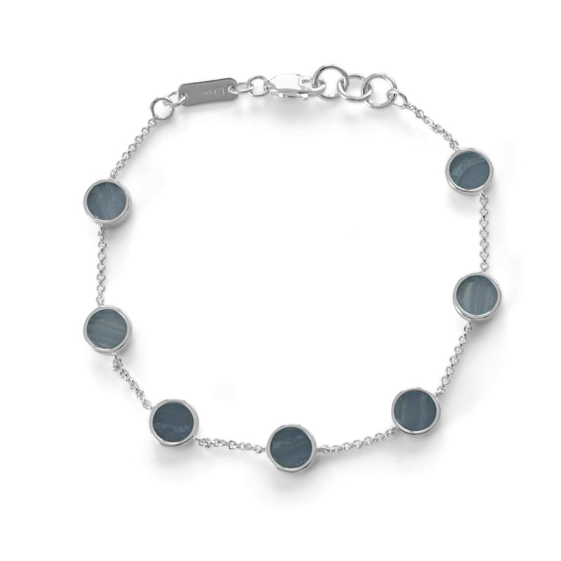 Herren Armband Silber elegant hochwertig Glieder mit blauem Aquamarin Edelstein verstellbar