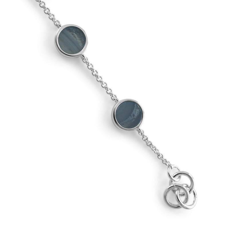 Herren Armband Silber elegant hochwertig Glieder mit blauem Aquamarin Edelstein verstellbar