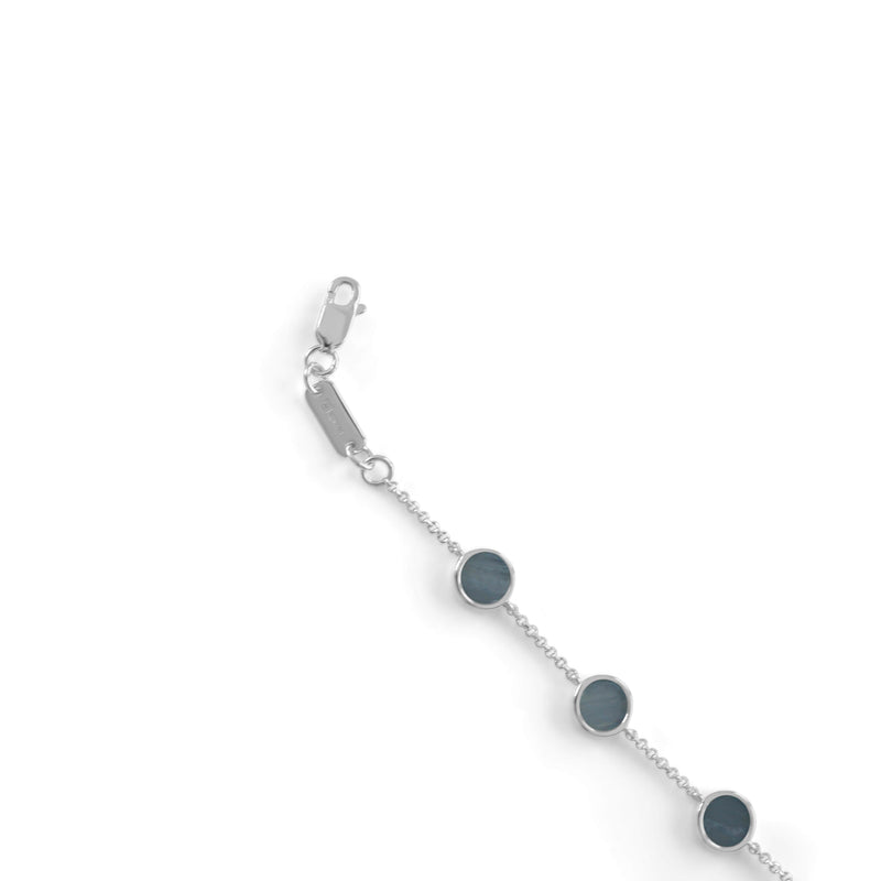 Herren Armband Silber elegant hochwertig Glieder mit blauem Aquamarin Edelstein verstellbar