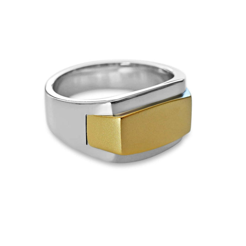 Minimalistischer Herren Ring Siegelring Silber und Gold massiv Sprezzi Fashion