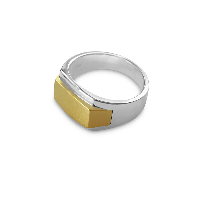 Minimalistischer Herren Ring Siegelring Silber und Gold massiv Sprezzi Fashion