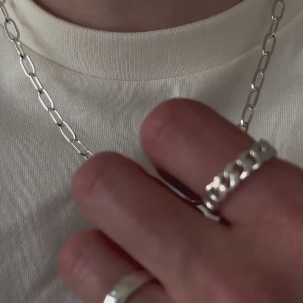 Streetwear Silber Halskette mit Paperclip Design Handgemacht Aus 925 Sterling Silver Mit Verstellbarer Laenge Sprezzi Fashion