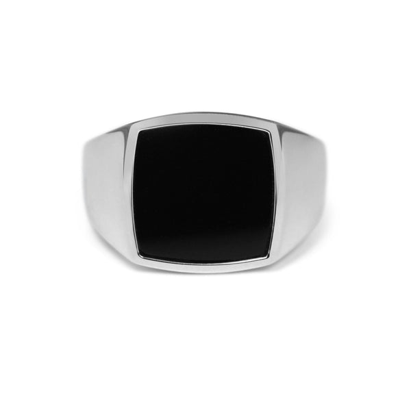 Silber Siegelring für Männer mit Onyx Stein schwarz klassisch Sprezzi Fashion
