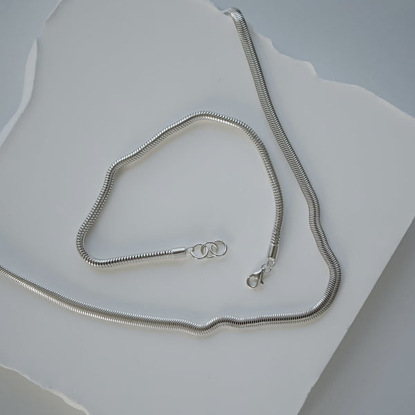 Snake Chain & Bracelet Set Sprezzi Silver Silver Schmuck-Set aus Silber Armband und Halskette im Schlangen Stil für Männer