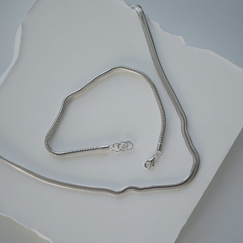 Snake Chain & Bracelet Set Sprezzi Silver Silver Schmuck-Set aus Silber Armband und Halskette im Schlangen Stil für Männer