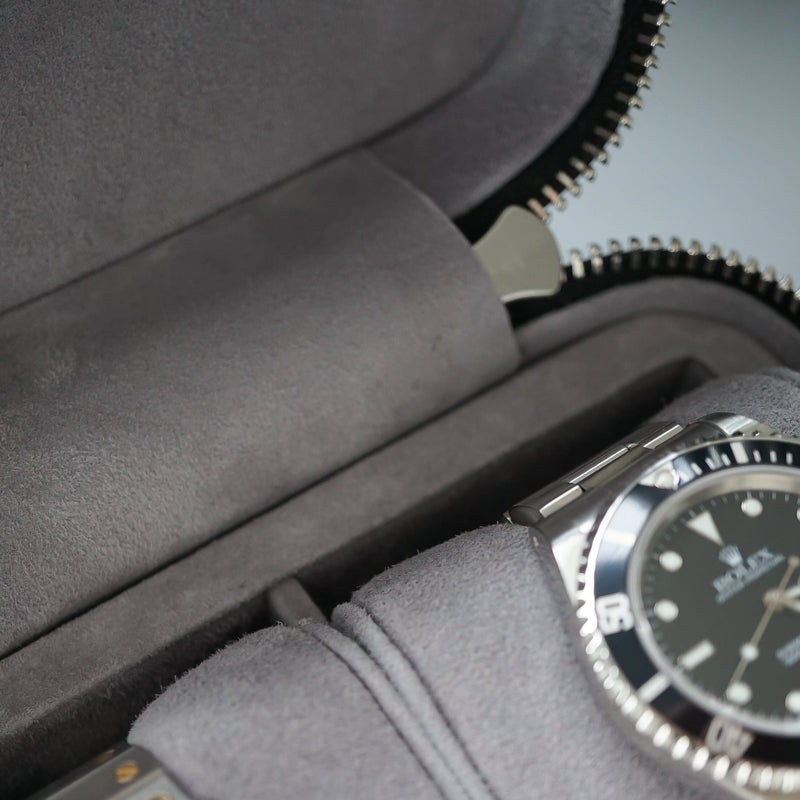 Luxuriöse Leder Uhrenbox schwarz Aufbewahrung für bis zu 2 Uhren Sprezzi Fashion