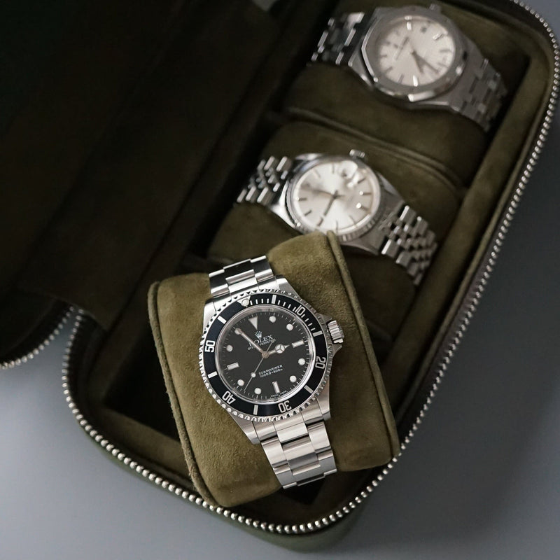 Luxuriöse Leder Uhrenbox khaki grün Aufbewahrung für bis zu 3 Uhren von Sprezzi Fashion