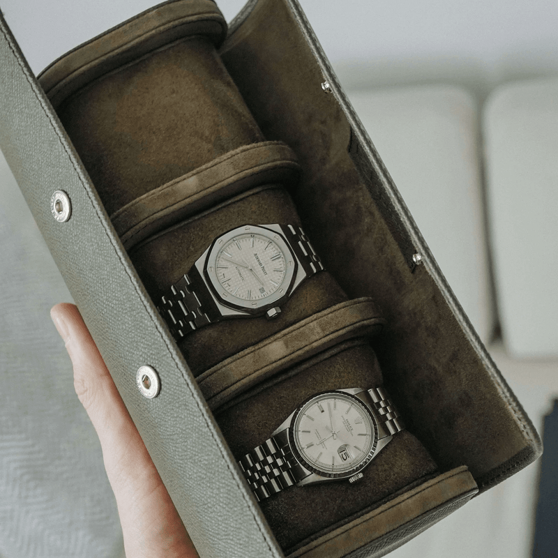 Uhrenrolle aus Leder für 3 Uhren [Khaki] Uhrenrollen Sprezzi 