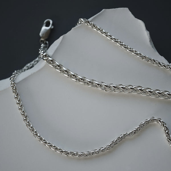 Schmuck-Set aus Silber Armband und Halskette im Weizen Stil für Männer
