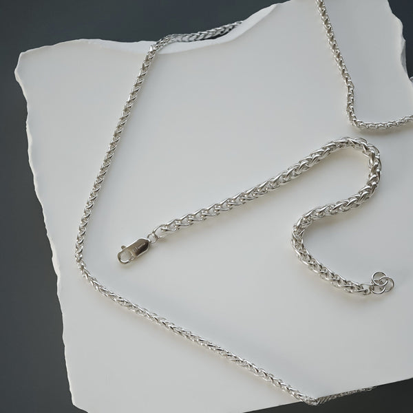 Schmuck-Set aus Silber Armband und Halskette im Weizen Stil für Männer