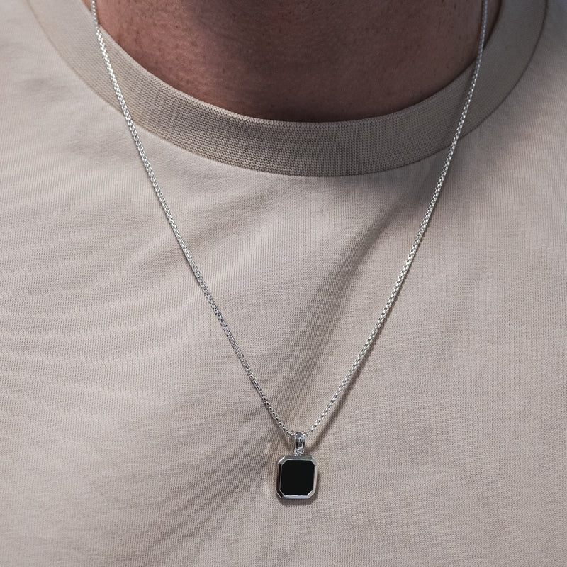 925 Silber Anhänger mit Onyx Edelstein Modernes Design für stilvolle Halsketten und täglichen Gebrauch Sprezzi Fashion