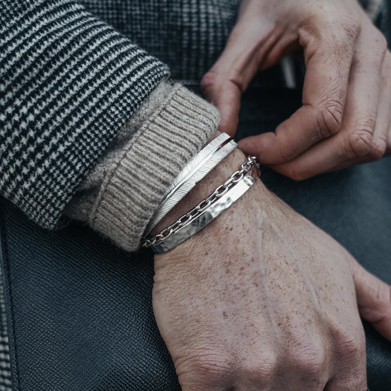 925 Sterling Silber Armreif und Armband Geschenkset fuer Herren edles Schmuckset mit drei Designs Sprezzi Fashion